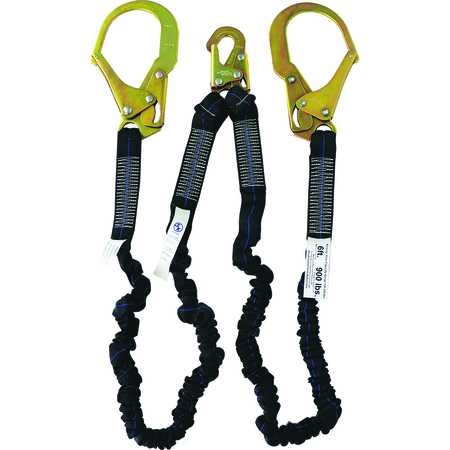 SAFE KEEPER 6ft Elastic Shock Absorbing Twin Leg Lanyard With Rebar Hooks FAP30399(6)/6-SK